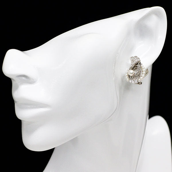 平和堂貿易/セイコー Pt950 アコヤ/淡水 真珠 ダイヤモンド イヤリング 径約4.4mm D0.38ct
