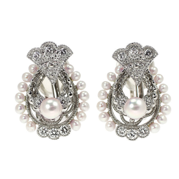 平和堂貿易/セイコー Pt950 アコヤ/淡水 真珠 ダイヤモンド イヤリング 径約4.4mm D0.38ct
