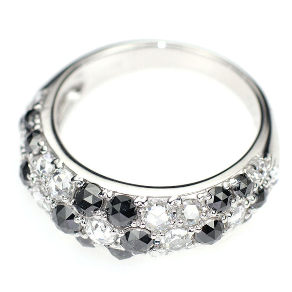 K18WG ローズカット ブラック/ 無色ダイヤモンド パヴェリング BD1  