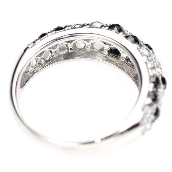 K18WG ローズカット ブラック/ 無色ダイヤモンド パヴェリング BD1  