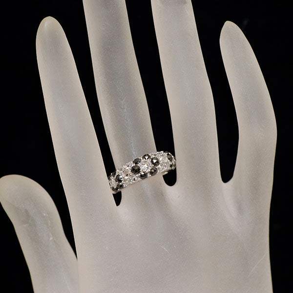 K18WG ローズカット ブラック/ 無色ダイヤモンド パヴェリング BD1  