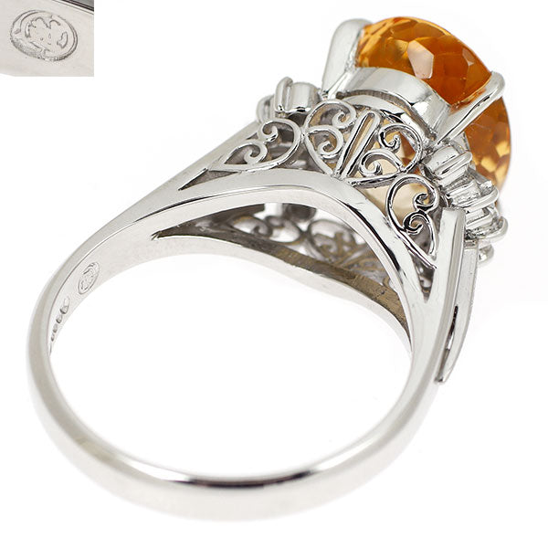 三越 Pt900 インペリアルトパーズ ダイヤモンド リング 5.37ct D0.34ct