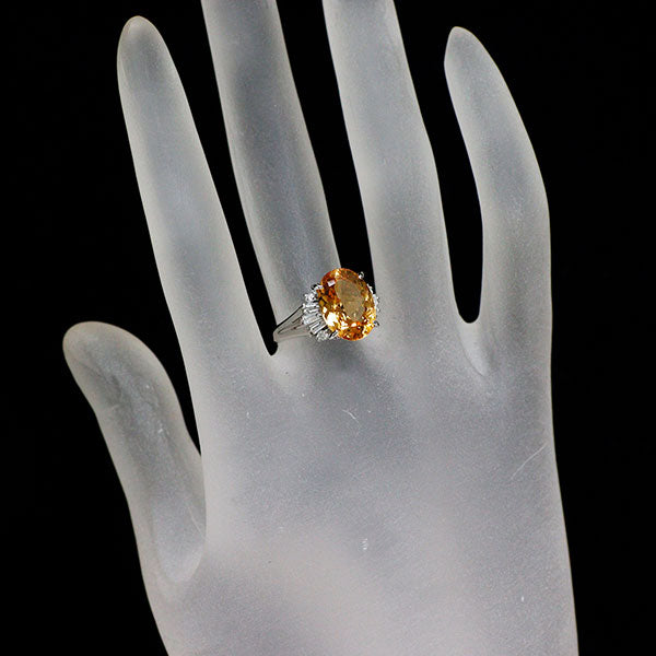 三越 Pt900 インペリアルトパーズ ダイヤモンド リング 5.37ct D0.34ct