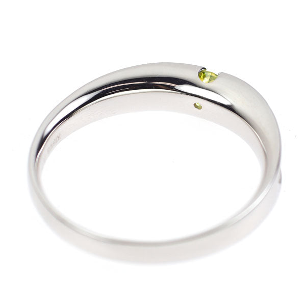 K18WG トリートグリーン カラーレス ダイヤモンド リング 0.30ct D0.36ct パヴェ