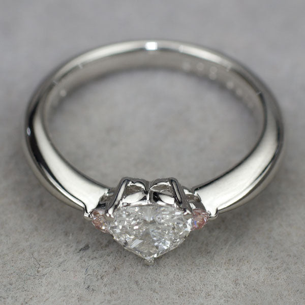 Pt900 ハートシェイプカットダイヤモンド 天然ピンクダイヤモンド