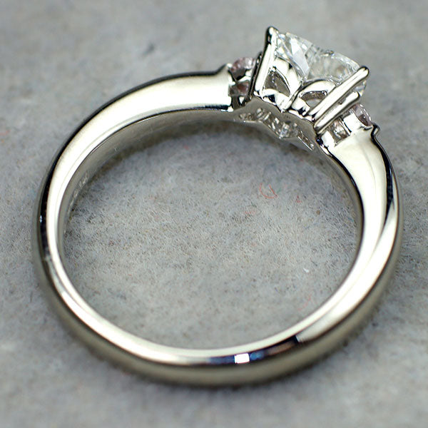 Pt900 ハートシェイプカットダイヤモンド 天然ピンクダイヤモンド リング 0.466ct F SI2 0.06ct