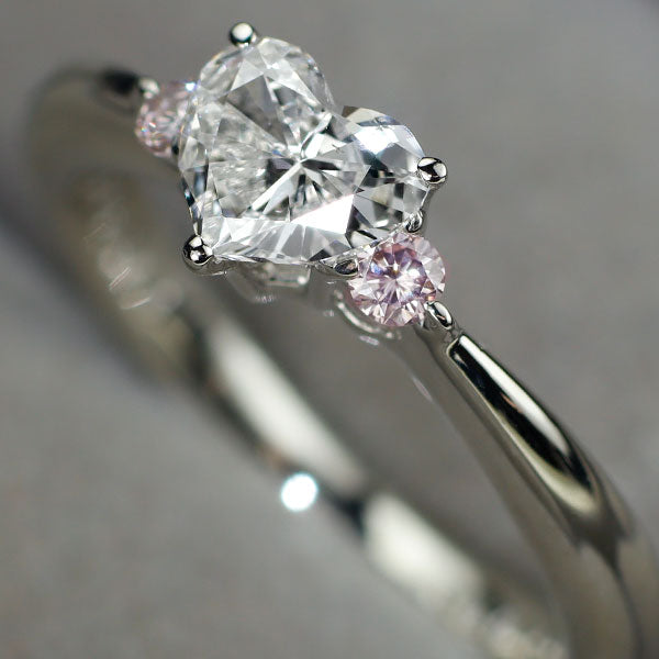 Pt900 ハートシェイプカットダイヤモンド 天然ピンクダイヤモンド