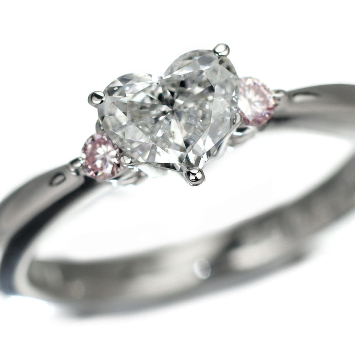 Pt900 ハートシェイプカットダイヤモンド 天然ピンクダイヤモンド