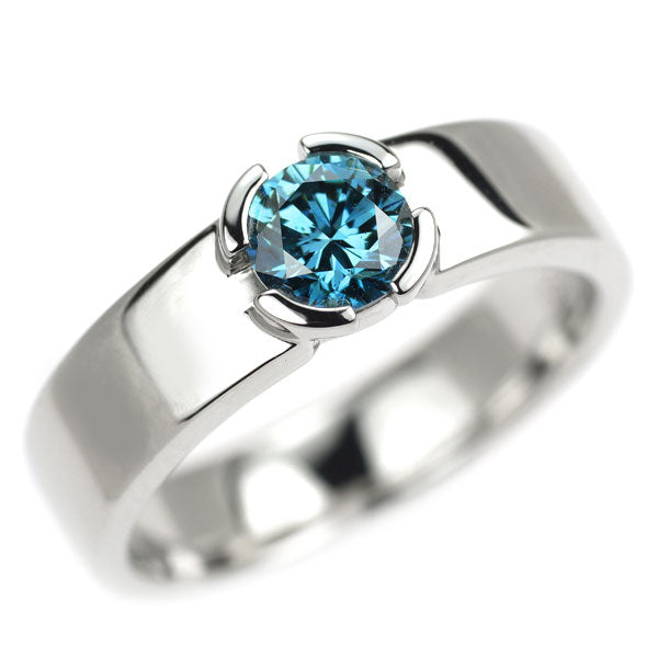 Pt950 トリートブルー ダイヤモンド リング 0.56ct