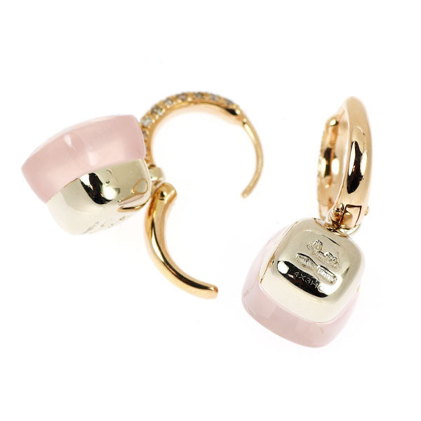 ポメラート K18WG/PG ローズクオーツ ブラウンダイヤモンド フープ ピアス ヌード 《セルビー銀座店》【中古】