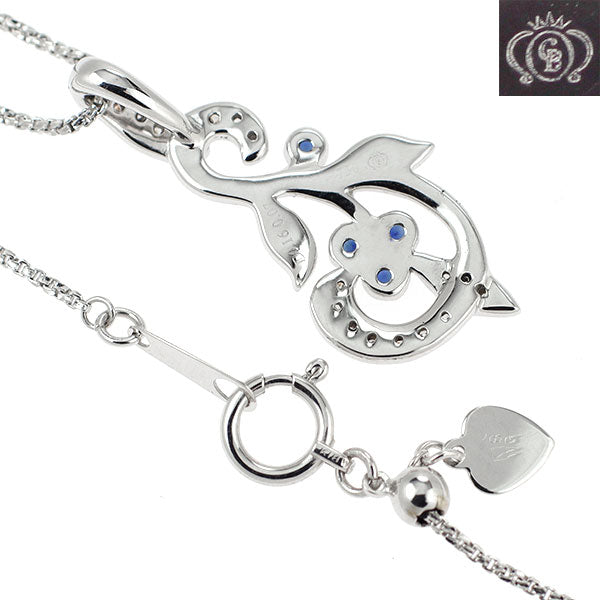 カールブラックバーン K18WG サファイア ダイヤモンド ペンダントネックレス 0.07ct D0.16ct