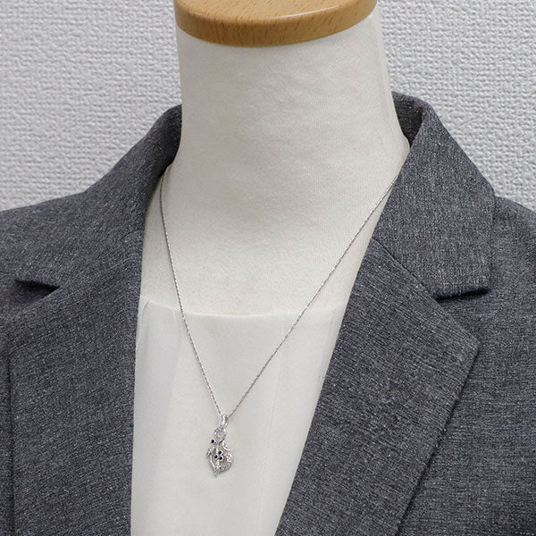 カールブラックバーン K18WG サファイア ダイヤモンド ペンダントネックレス 0.07ct D0.16ct