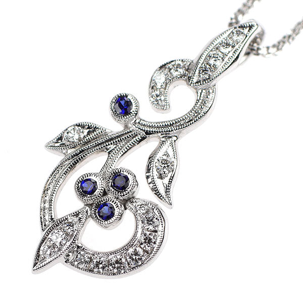 カールブラックバーン K18WG サファイア ダイヤモンド ペンダントネックレス 0.07ct D0.16ct