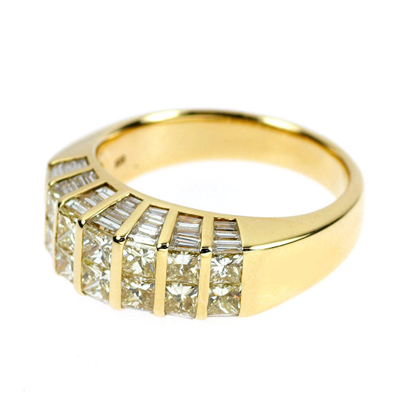 K18YG プリンセスカットダイヤモンド リング 1.40ct D0.64ct
