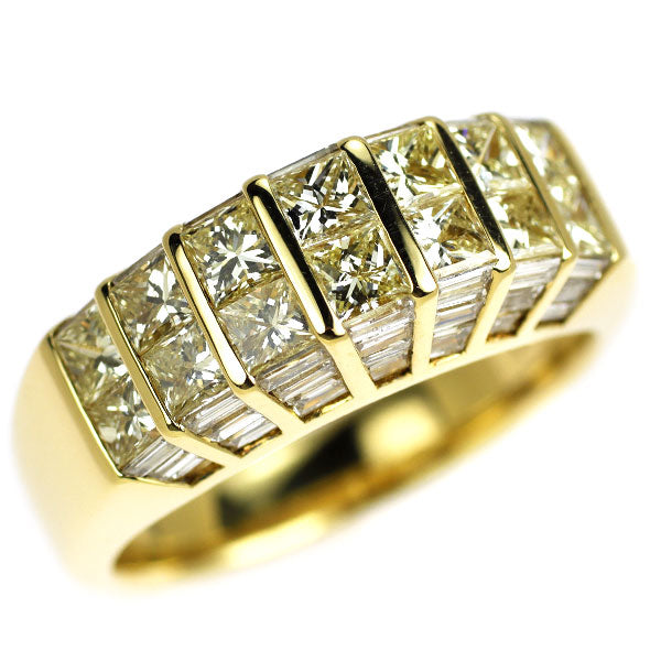 K18YG プリンセスカットダイヤモンド リング 1.40ct D0.64ct