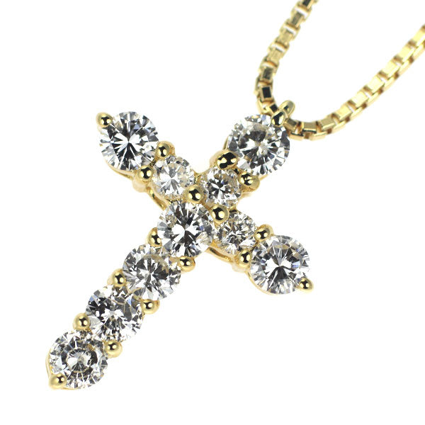 K18YG ダイヤモンド ペンダントネックレス 1.00ct クロス