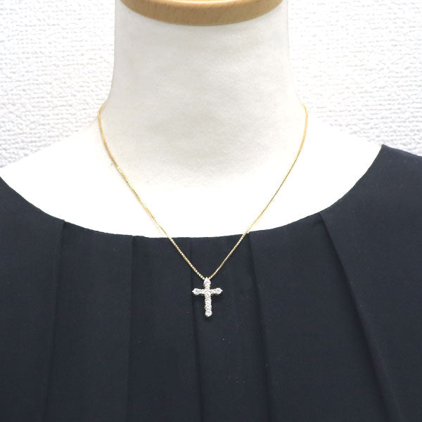 K18YG ダイヤモンド ペンダントネックレス 1.00ct クロス