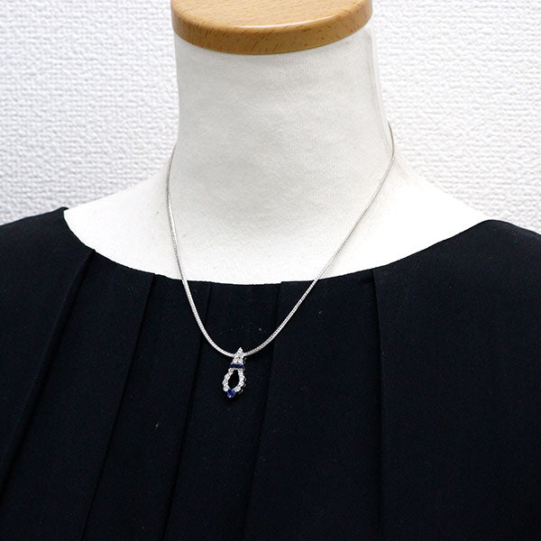 Pt900/ Pt850 サファイア ダイヤモンド ペンダントネックレス 0.47ct D0.65ct