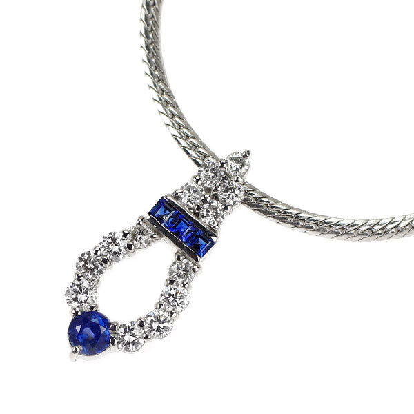 Pt900/ Pt850 サファイア ダイヤモンド ペンダントネックレス 0.47ct D0.65ct
