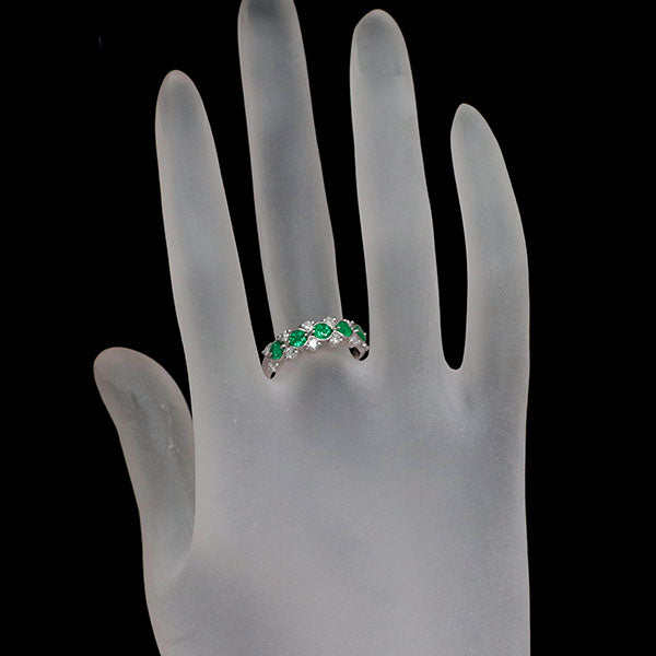 Pt900 エメラルド ダイヤモンド リング 0.53ct D0.41ct