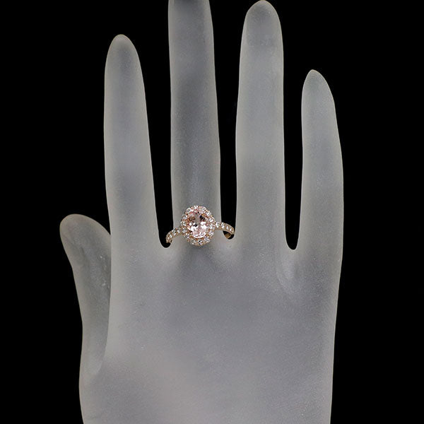 K18PG モルガナイト ダイヤモンド リング 1.23ct D0.52ct