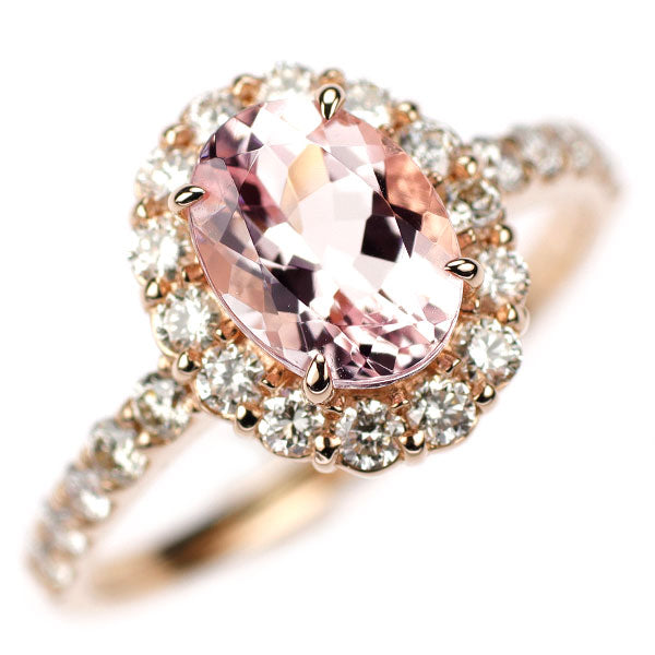 K18PG モルガナイト ダイヤモンド リング 1.23ct D0.52ct