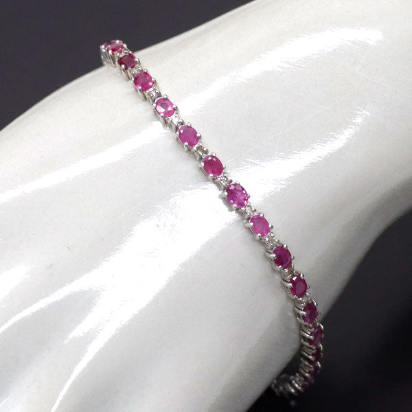 K18WG ルビー ダイヤモンド ブレスレット 6.50ct D0.50ct テニス