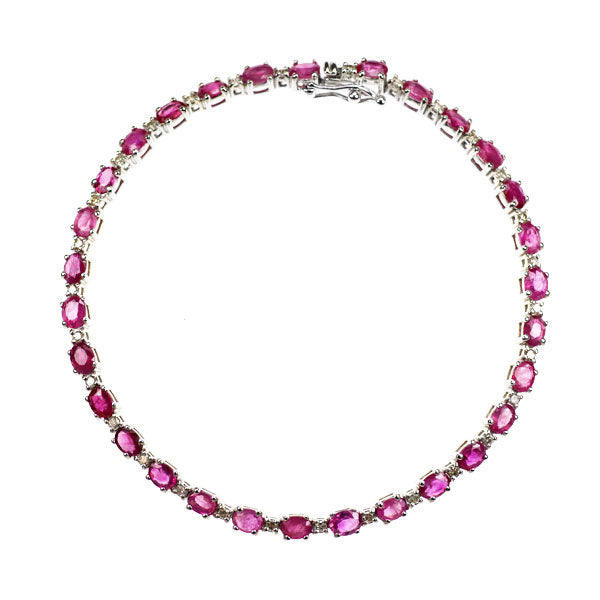 K18WG ルビー ダイヤモンド ブレスレット 6.50ct D0.50ct テニス