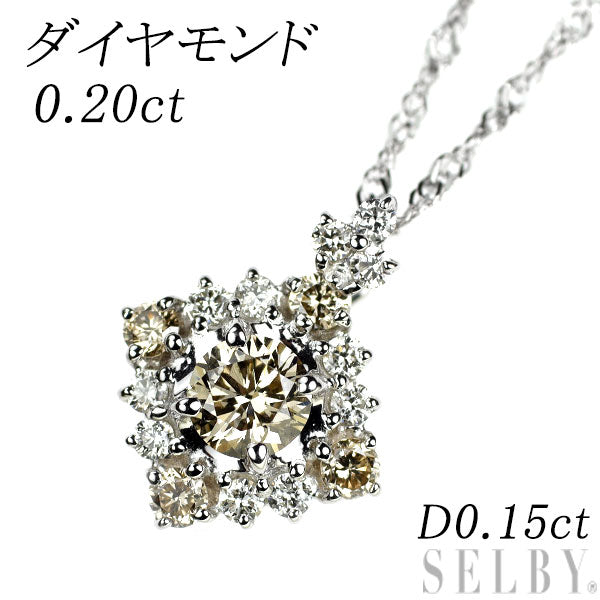 K18WG ダイヤモンド ペンダントネックレス 0.20ct D0.15ct