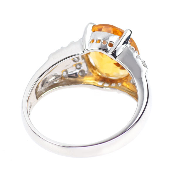 Pt900 シトリン ダイヤモンド リング 3.07ct D0.18ct