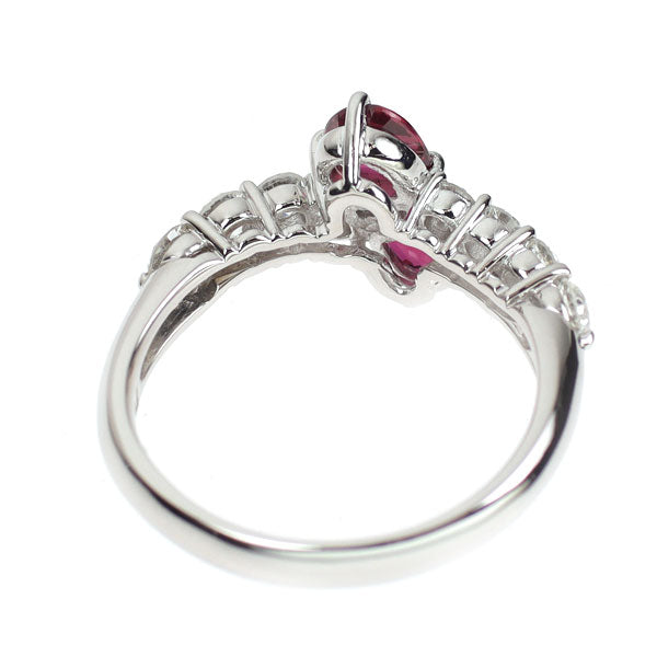Pt900 ペアシェイプ ルビー ダイヤモンド リング 0.69ct D0.48ct トワエモア
