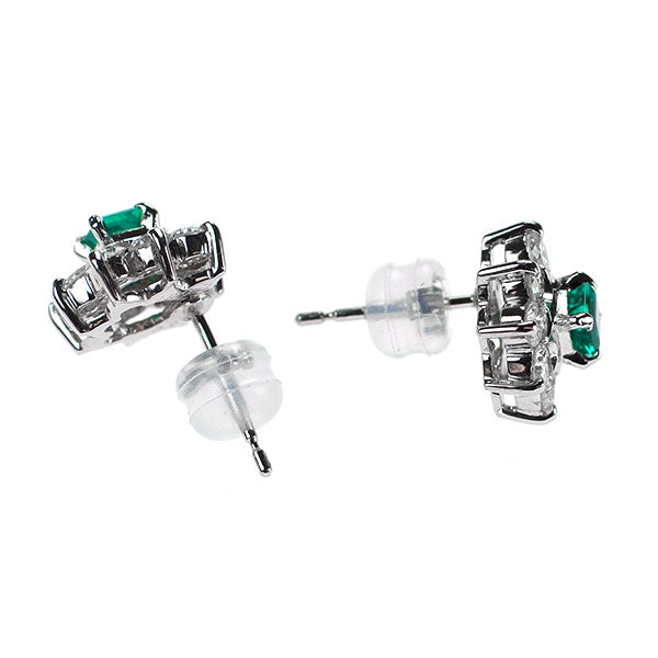 Pt900 エメラルド ダイヤモンド ピアス 0.31ct D0.90ct