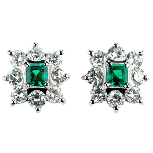 Pt900 エメラルド ダイヤモンド ピアス 0.31ct D0.90ct