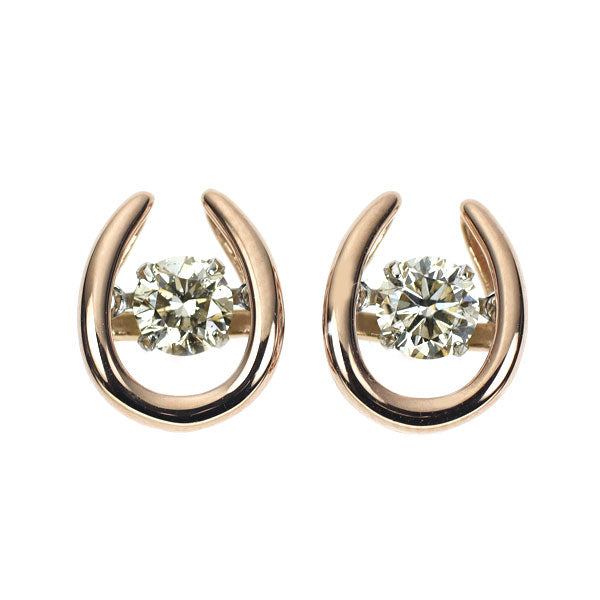 K18PG/ Pt900 ダイヤモンド ピアス 0.648ct  馬蹄