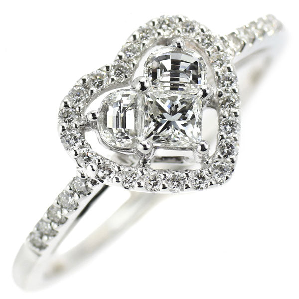 K18WG ダイヤモンド リング 0.50ct D0.22ct ハート