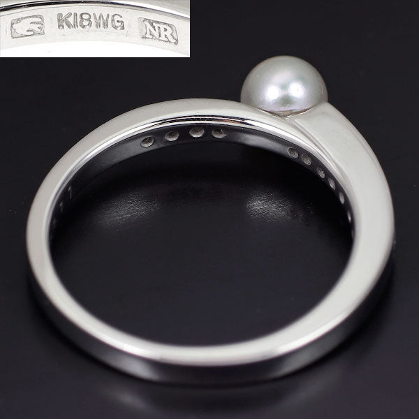 ニナリッチ/セイコー K18WG アコヤ真珠 ダイヤモンド リング 径約4.8mm D0.11ct