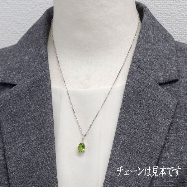 K18WG ペリドット ダイヤモンド ペンダントトップ 2.95ct D0.05ct