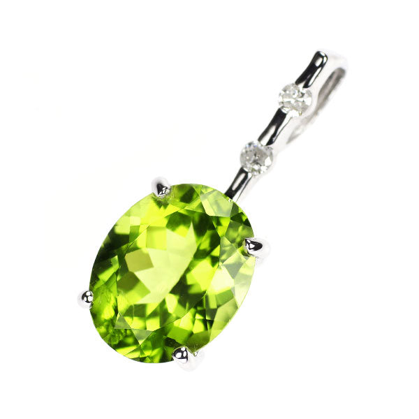K18WG ペリドット ダイヤモンド ペンダントトップ 2.95ct D0.05ct