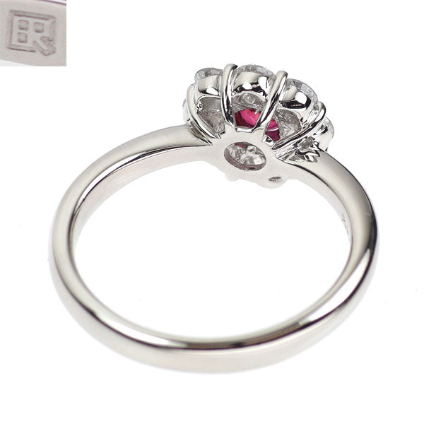ブルーリバー Pt900 ルビー ダイヤモンド リング 0.37ct D0.61ct  