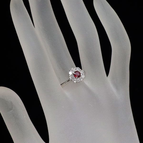 ブルーリバー Pt900 ルビー ダイヤモンド リング 0.37ct D0.61ct  