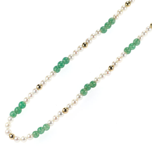 SV/金メッキ アコヤベビー真珠 クォーツァイト ネックレス 径約3.9-4.2mm 径約4.3-4.5mm