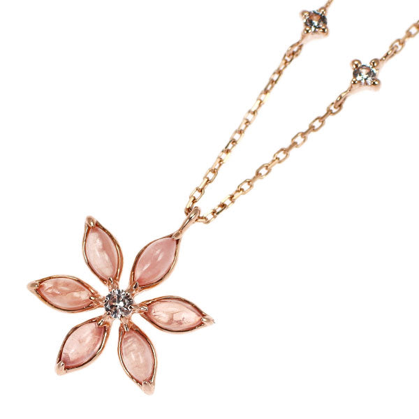 K10PG ロードクロサイト ホワイトトパーズ ペンダントネックレス