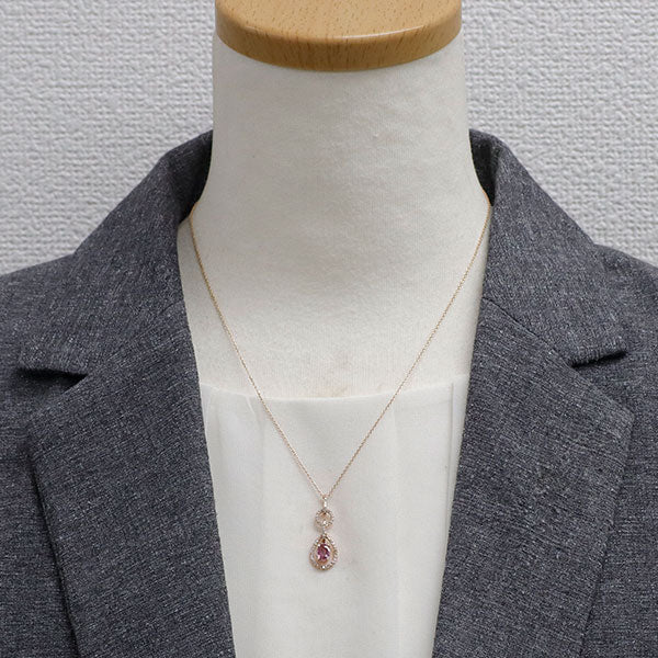 K10PG ピンクサファイア ダイヤモンド ペンダントネックレス 0.49ct D0.25ct