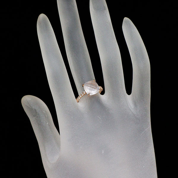 K10PG ローズクオーツ ホワイトサファイア リング