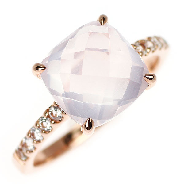 K10PG ローズクオーツ ホワイトサファイア リング