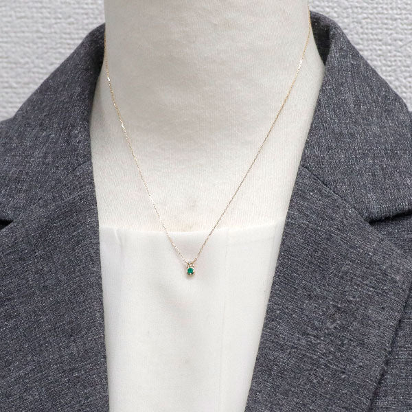 4℃ K10YG エメラルド ダイヤモンド ペンダントネックレス