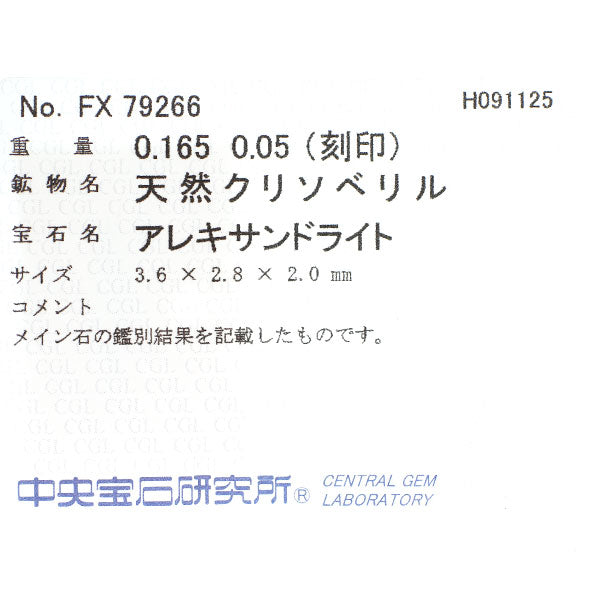 ajour/アジュール 希少 Pt900 アレキサンドライト ダイヤモンド リング 0.165ct D0.05ct