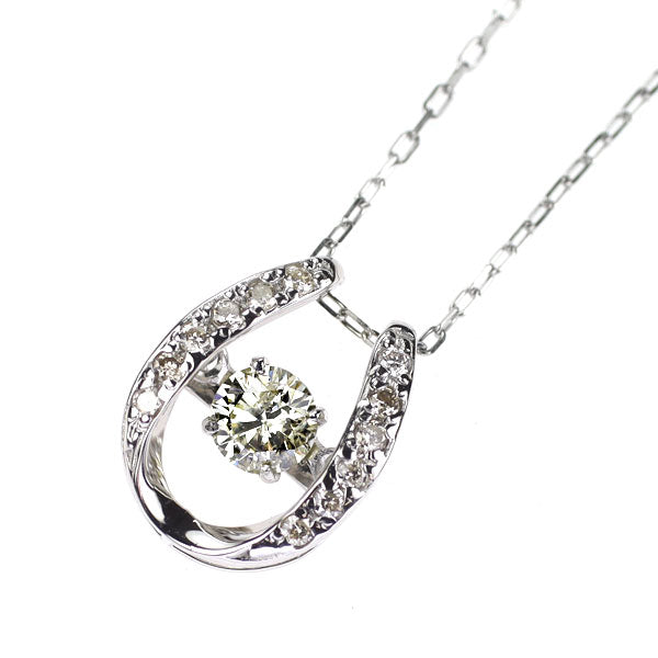 Pt950 ダイヤモンド  ペンダントネックレス 0.15ct D0.05ct 馬蹄