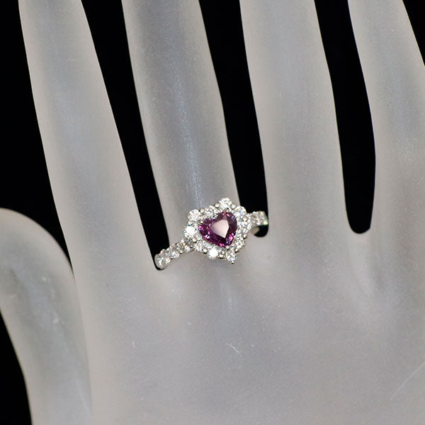 新品 Pt950 非加熱ラベンダー サファイア ダイヤモンド リング S1.06ct D0.84ct 【エスコレ】