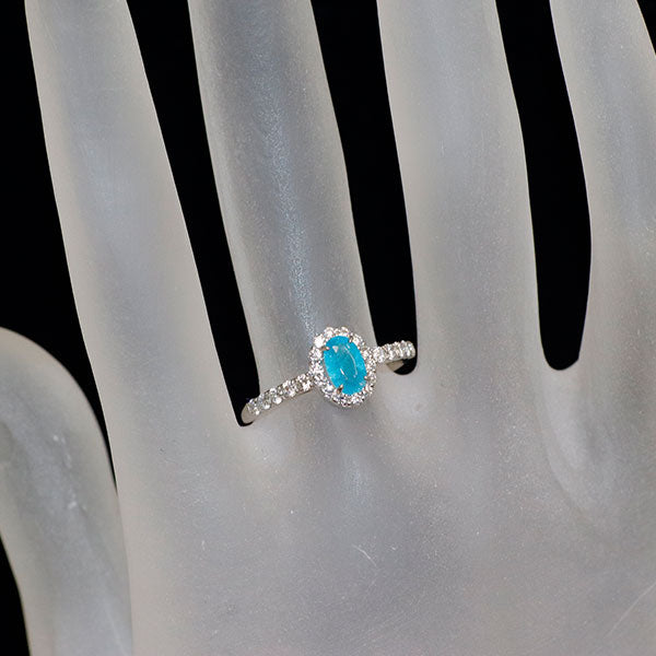 新品 Pt950 ブラジル産パライバトルマリン ダイヤモンド リング 0.553ct D0.85ct 【エスコレ】
